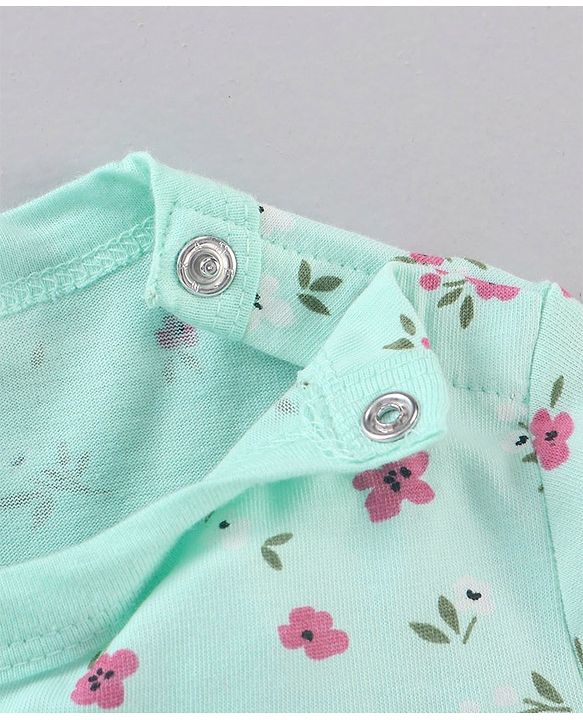 Babyhug Full Sleeves 100% Cotton Onesies Floral print Print - Green