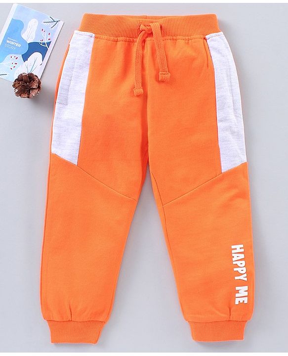 Babyhug Full Length Lounge Pant Text Print - Orange