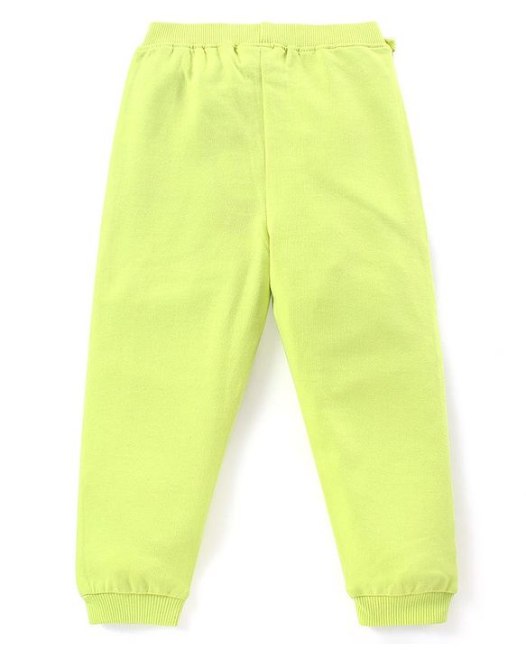 Babyhug Cotton Full Length Lounge Pants Text Print- Lime