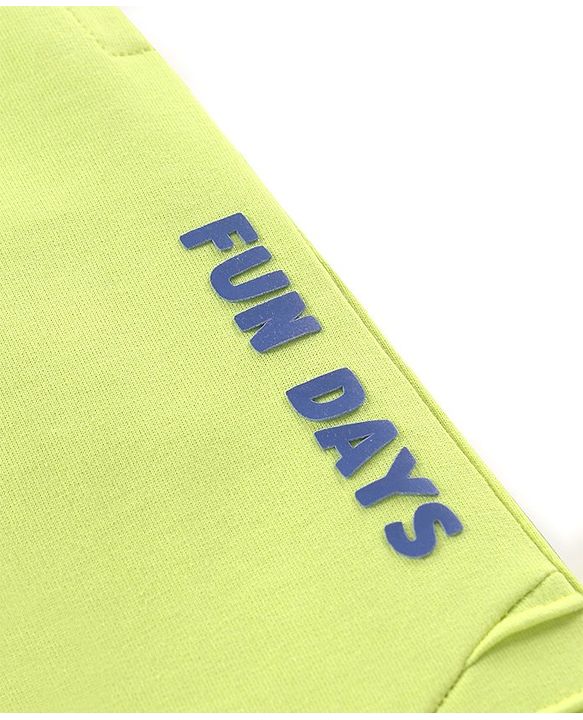 Babyhug Cotton Full Length Lounge Pants Text Print- Lime