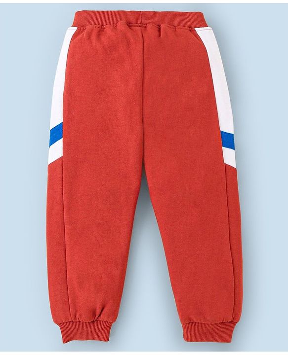 Babyhug Full Length Cotton Text Printed Lounge Pant - Rust