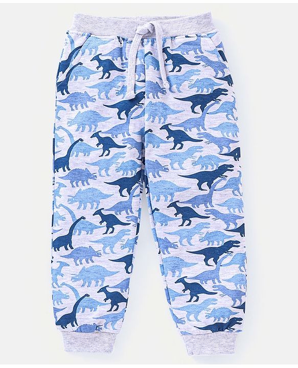 Babyhug Full Length Cotton Dino Printed Lounge Pant - Blue