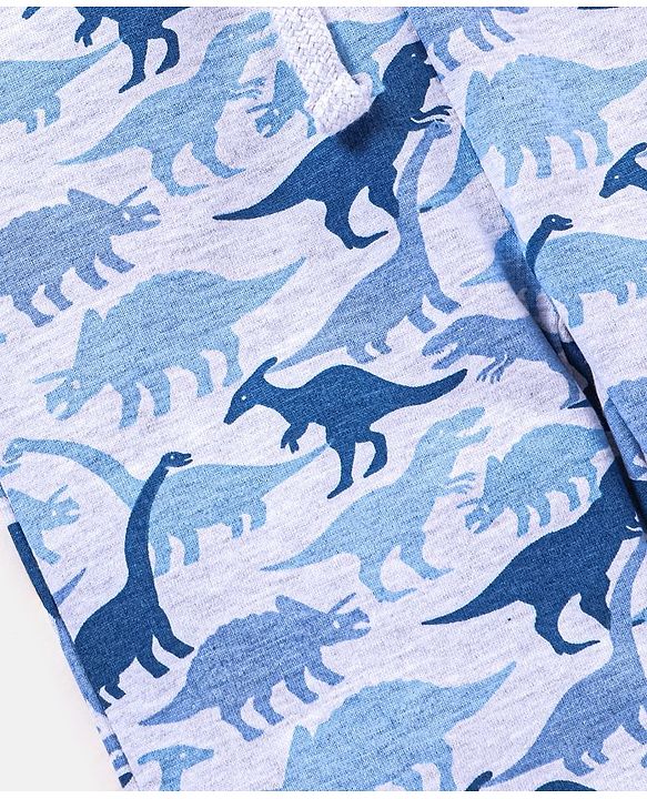 Babyhug Full Length Cotton Dino Printed Lounge Pant - Blue