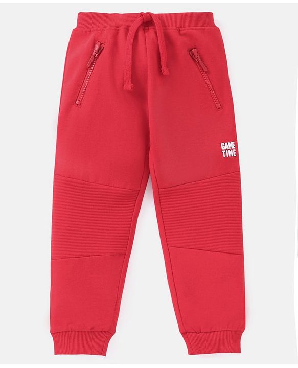 Babyhug Full Length Cotton Solid Colour Lounge Pant - Red