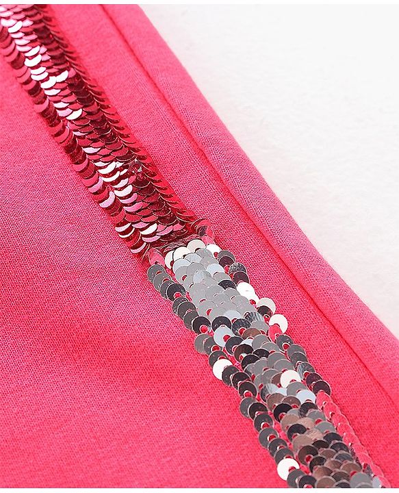 Babyhug Full Length Cotton Lounge Pants With Multi Reversible Sequin - Fuchsia