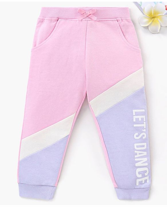 Babyhug Full Length Cotton Lounge Pants Learn Dance Print - Pink