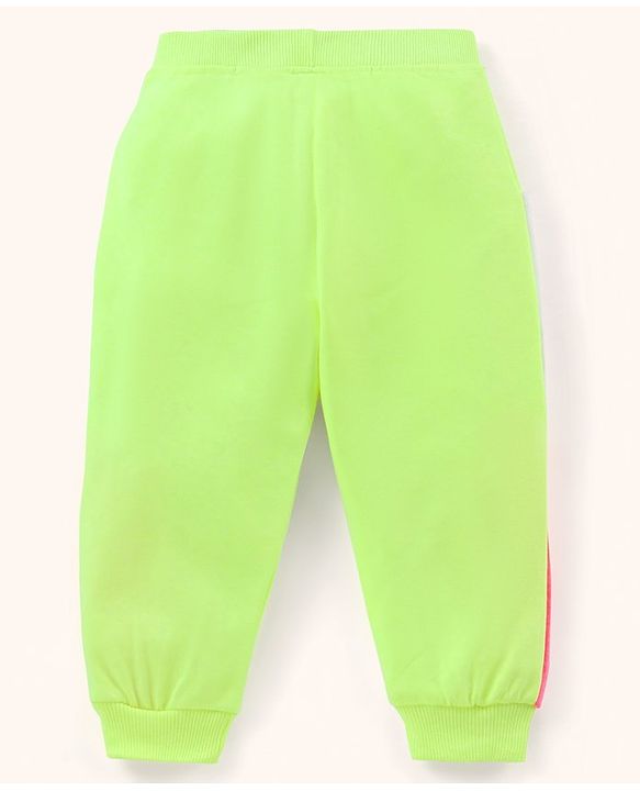 Babyhug Cotton Knit Full Length Lounge Pant Butterfly Print - Lime