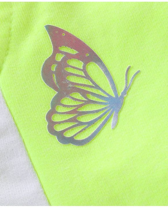 Babyhug Cotton Knit Full Length Lounge Pant Butterfly Print - Lime