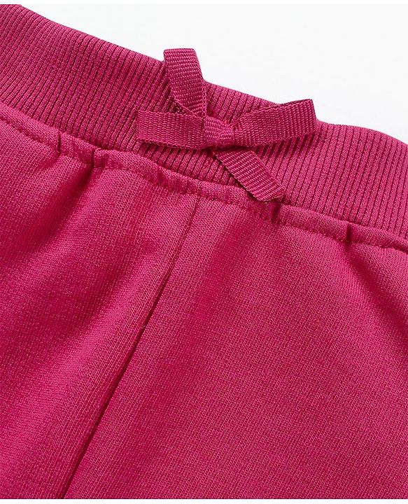 Babyhug Cotton Knit Full Length Lounge Pant Sequin Embellished - Maroon
