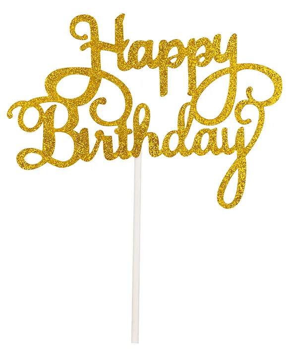 Party Anthem Happy Birthday Paper Cake Topper - Gold [+info]