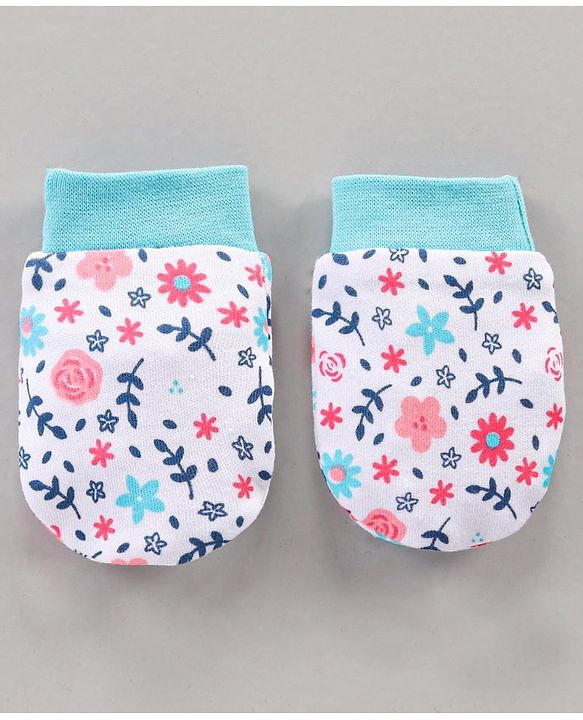 Babyhug 100% Cotton Mittens Heart Print Pack Of 3 - Pink