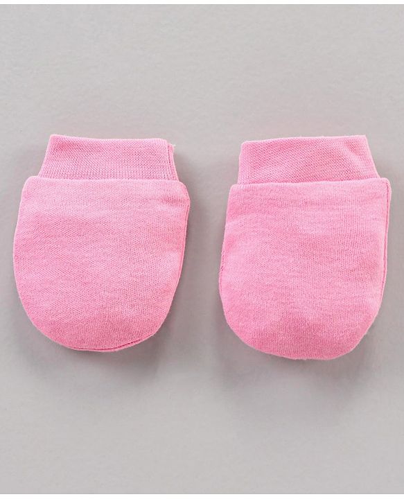 Babyhug 100% Cotton Mittens Floral Print Pack Of 3 - Blue Yellow Pink