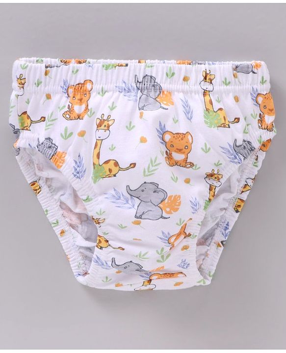 Babyhug Cotton Antibacterial Stripes & Animal Print Briefs Pack Of 3 - Multicolor