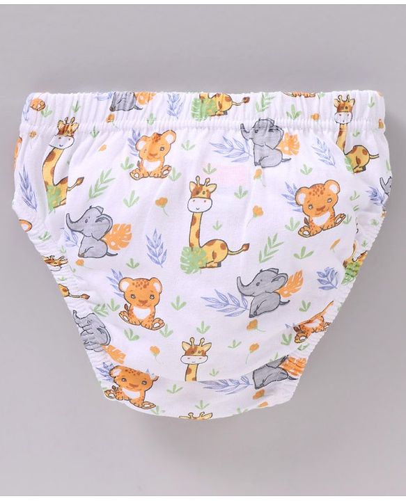 Babyhug Cotton Antibacterial Stripes & Animal Print Briefs Pack Of 3 - Multicolor