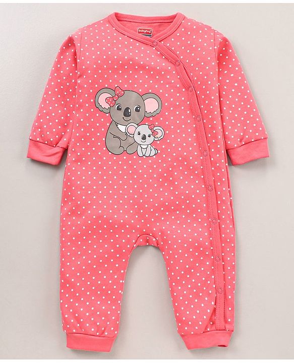 Babyhug 100% Cotton Knit Full Sleeves Romper Koala & Floral Print Pack of 2 - Multicolour