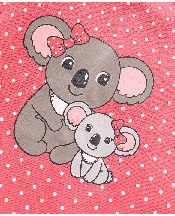 Babyhug 100% Cotton Knit Full Sleeves Romper Koala & Floral Print Pack of 2 - Multicolour