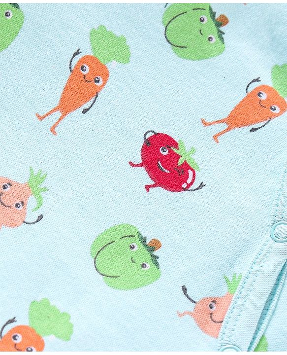 Babyhug 100% Cotton Full Sleeves Romper Vegetables Print- Blue