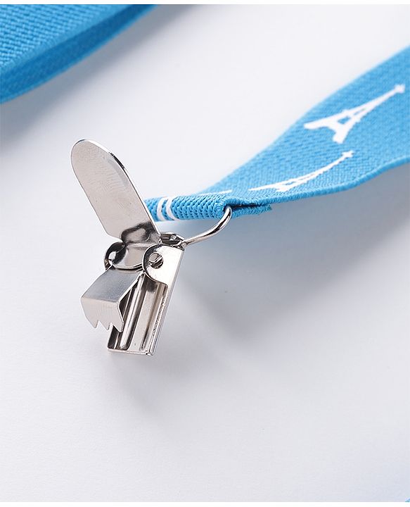 Babyhug Bow and Suspender Set Eiffel Tower Printed - Blue