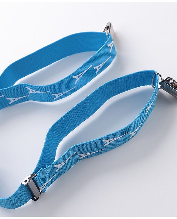 Babyhug Bow and Suspender Set Eiffel Tower Printed - Blue