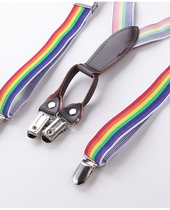 Babyhug Bow and Suspender Set Rainbow Stripes - Multicolour