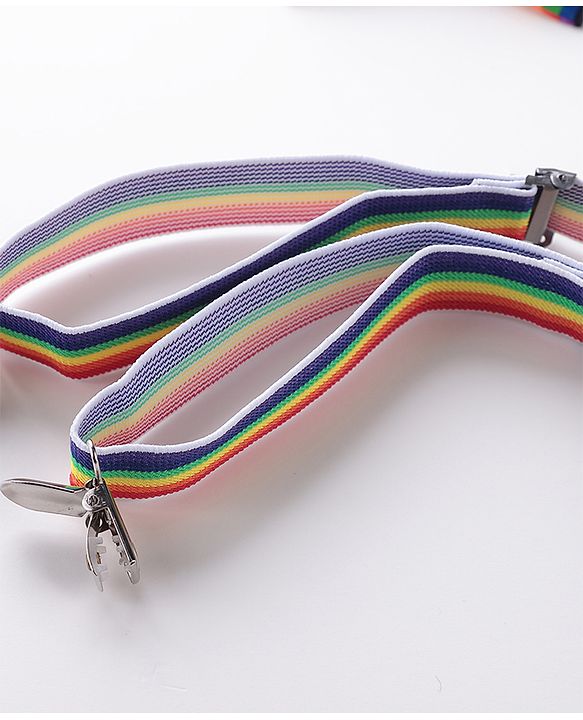 Babyhug Bow and Suspender Set Rainbow Stripes - Multicolour