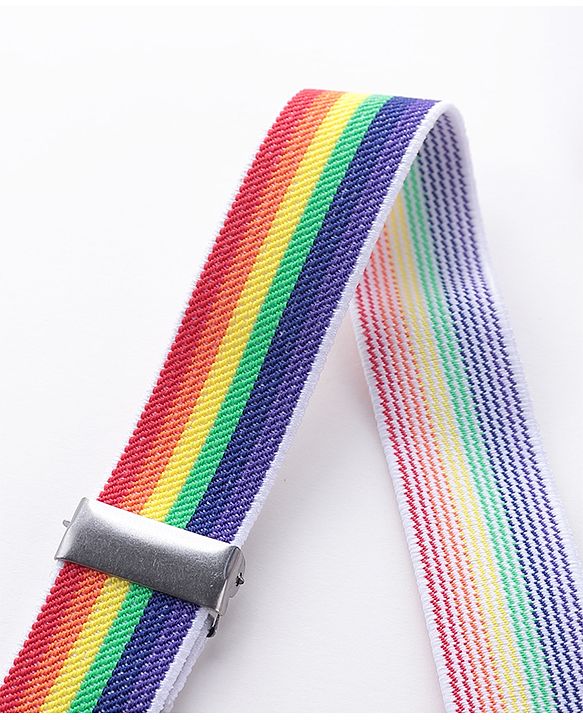Babyhug Bow and Suspender Set Rainbow Stripes - Multicolour