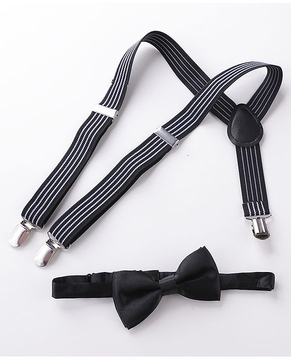 Babyhug Bow and Suspender Set Rainbow Stripes - Black