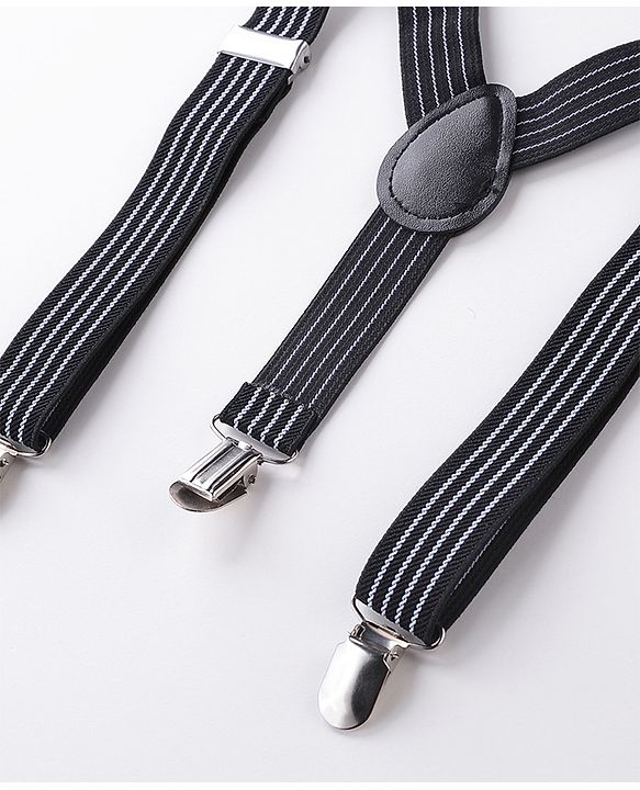 Babyhug Bow and Suspender Set Rainbow Stripes - Black