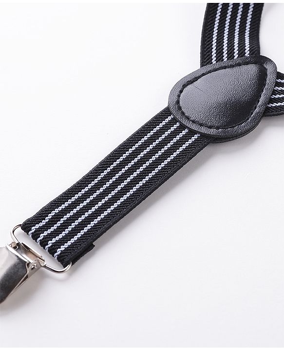 Babyhug Bow and Suspender Set Rainbow Stripes - Black