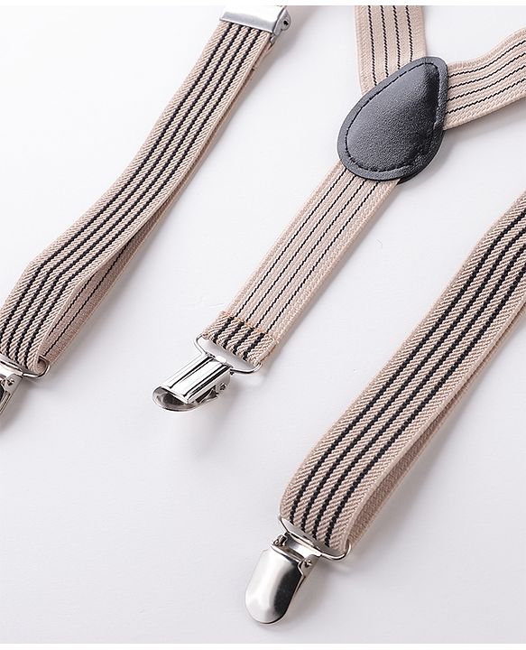 Babyhug Bow and Suspender Set Rainbow Stripes - Beige