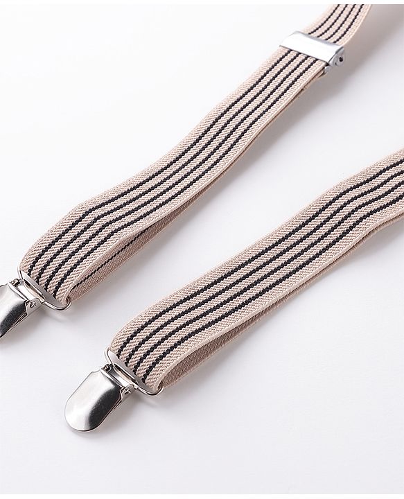 Babyhug Bow and Suspender Set Rainbow Stripes - Beige