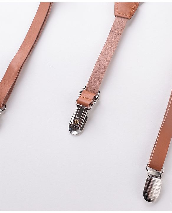 Babyhug Bow and Suspender Set Stripes - Beige