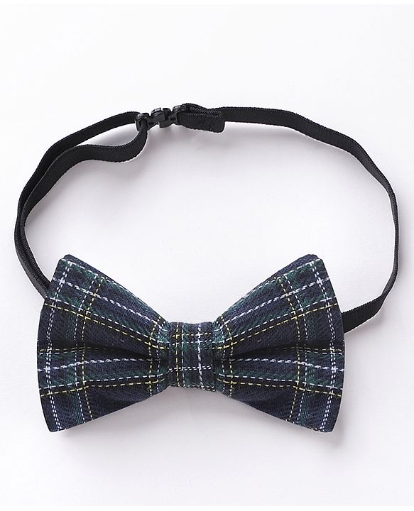 Babyhug Checkered Bow and Suspender Set - Black Brown