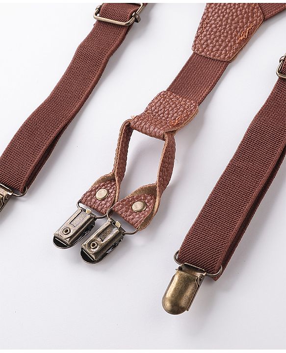 Babyhug Bow and Suspender Set Solid Color - Brown