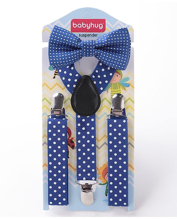 Babyhug Bow and Suspender Set Polka Dots Printed - Maroon