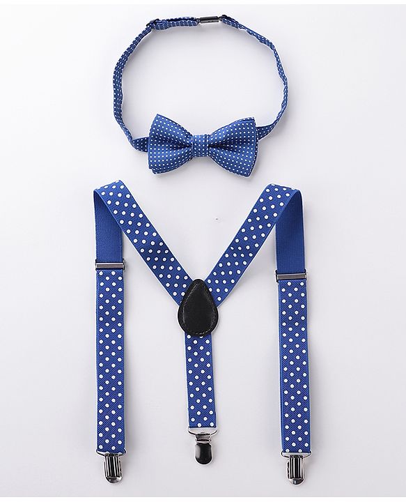Babyhug Bow and Suspender Set Polka Dots Printed - Maroon