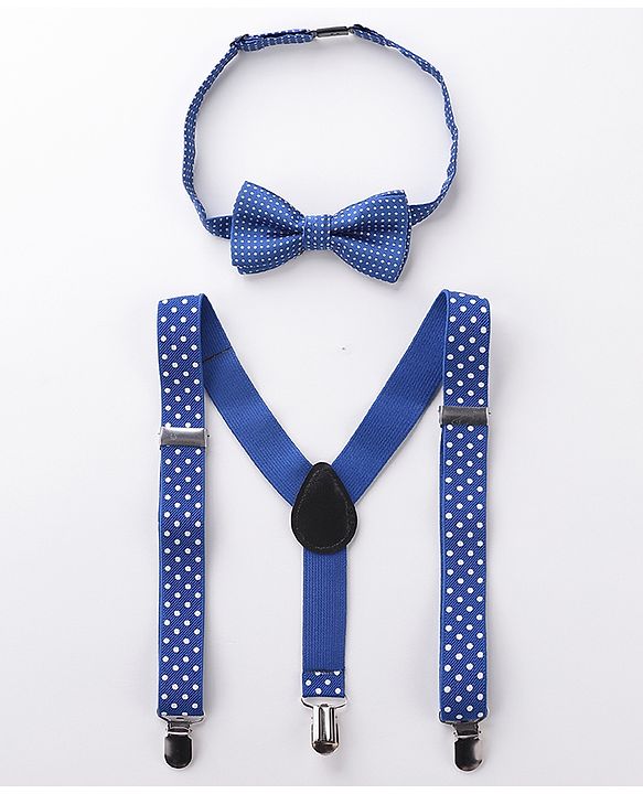 Babyhug Bow and Suspender Set Polka Dots Printed - Maroon