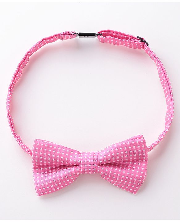Babyhug Bow and Suspender Set Polka Dots Printed - Dark Pink