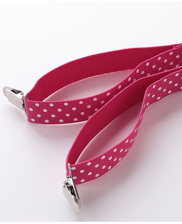 Babyhug Bow and Suspender Set Polka Dots Printed - Dark Pink