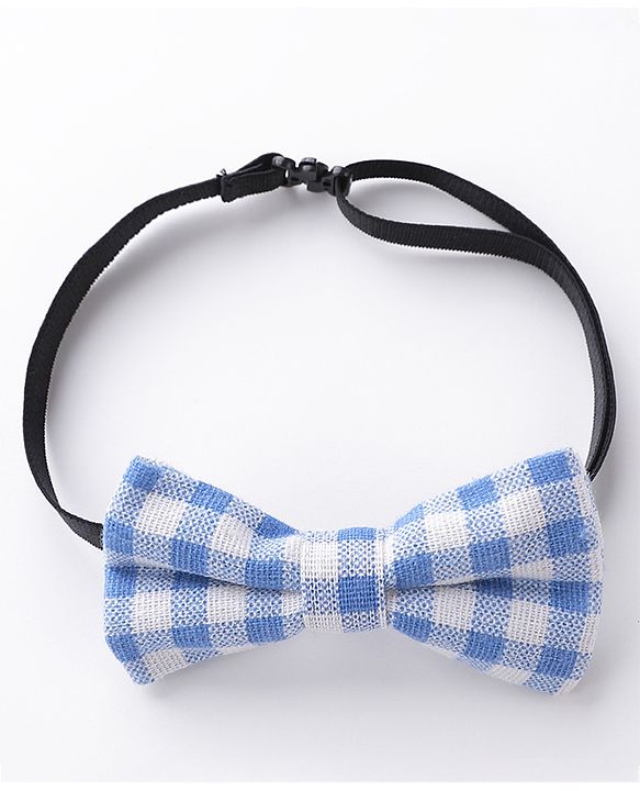 Babyhug Checkered Bow and Suspender Set - Blue