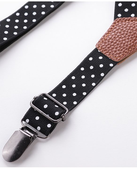 Babyhug Bow and Suspender Set Polka Dots Printed - Black