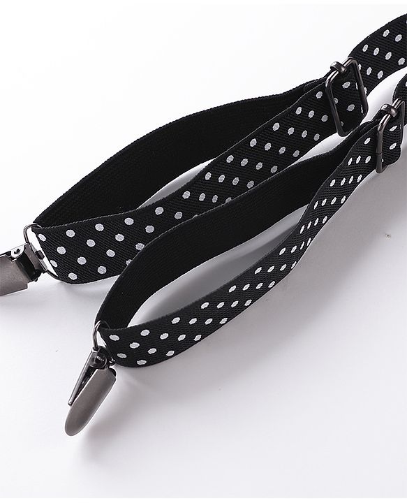 Babyhug Bow and Suspender Set Polka Dots Printed - Black