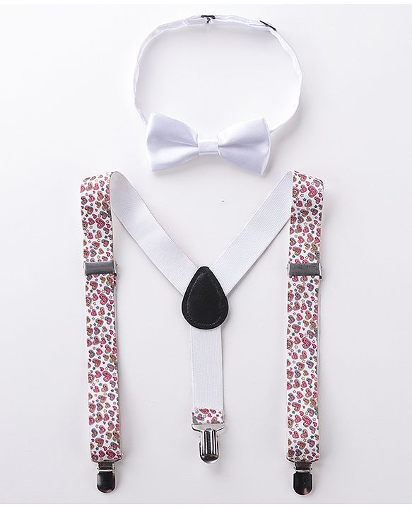 Babyhug Bow And Suspender Set Heart Print - Multicolour