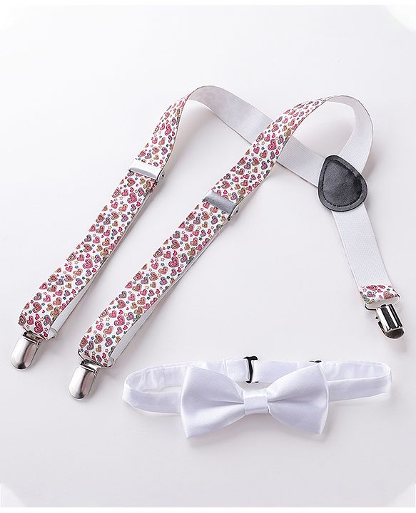 Babyhug Bow And Suspender Set Heart Print - Multicolour