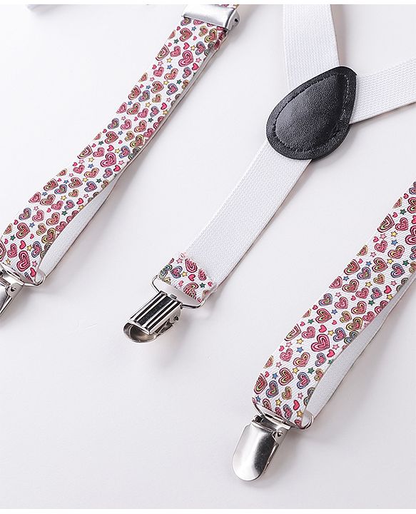 Babyhug Bow And Suspender Set Heart Print - Multicolour
