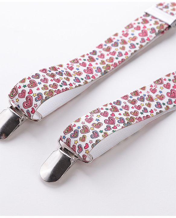 Babyhug Bow And Suspender Set Heart Print - Multicolour