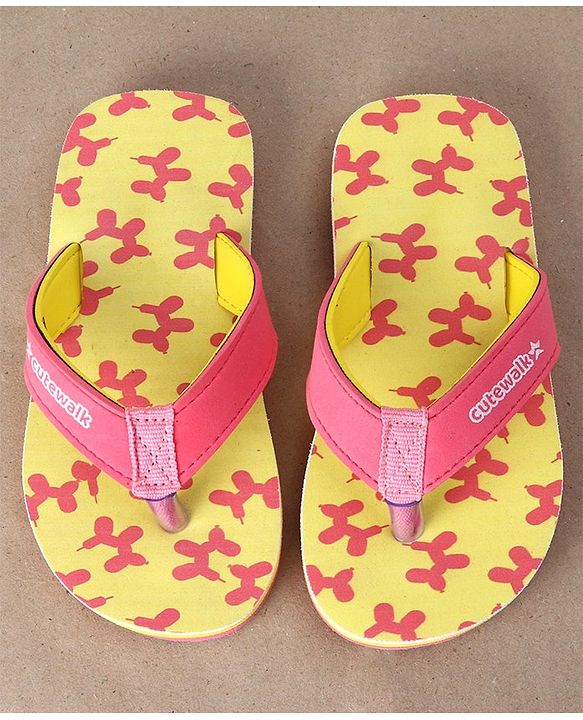 Cute Walk by Babyhug Flip Flops Balloon Art Print - Pink & Yellow