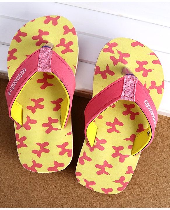 Cute Walk by Babyhug Flip Flops Balloon Art Print - Pink & Yellow