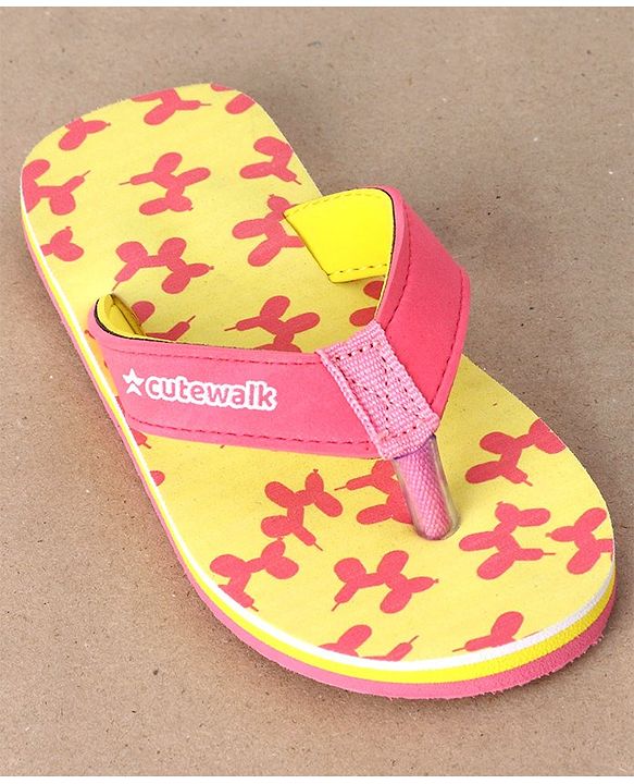 Cute Walk by Babyhug Flip Flops Balloon Art Print - Pink & Yellow