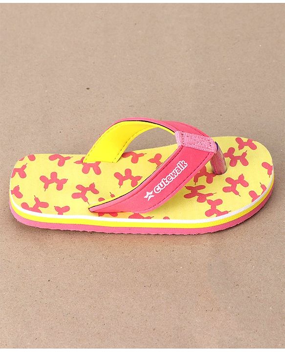 Cute Walk by Babyhug Flip Flops Balloon Art Print - Pink & Yellow